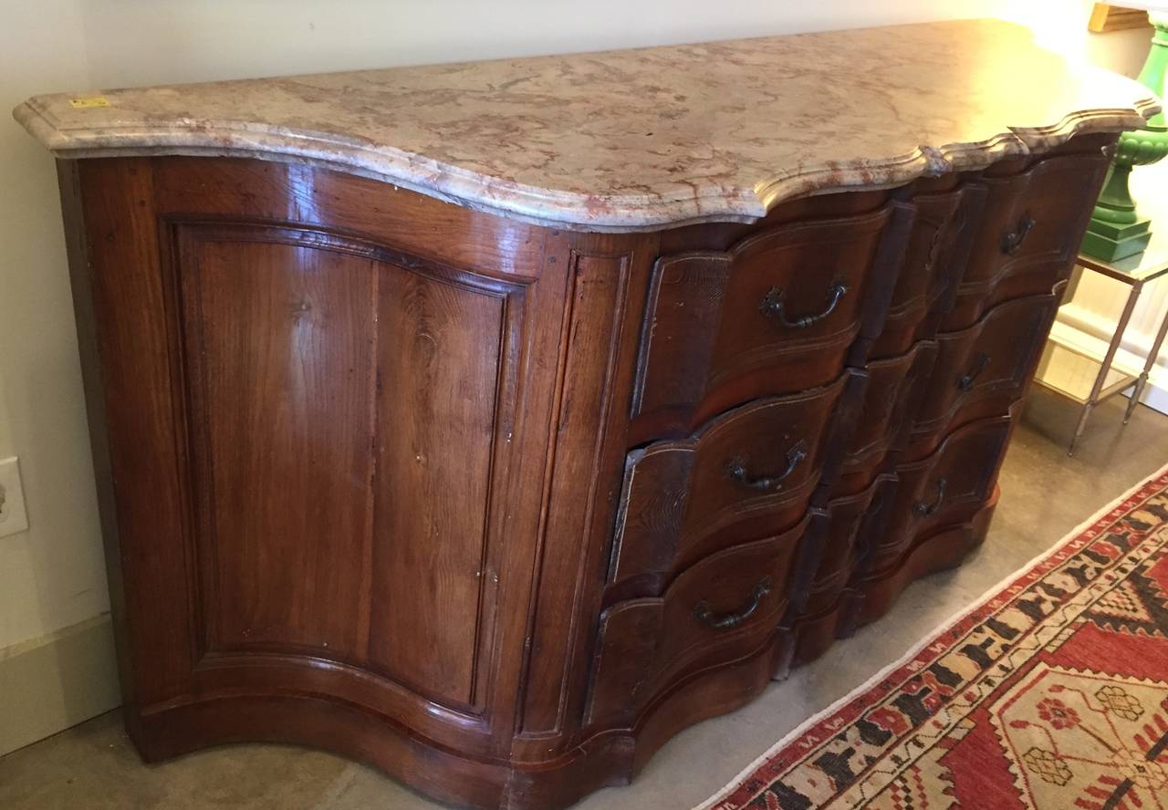 18th Century French Regence Commode with Marble Top from the Lyonnaise Region In Good Condition In Dallas, TX