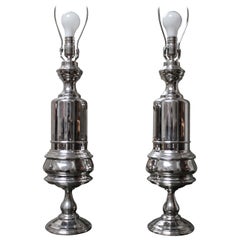 Pair of 19th Century French Lamp Bases with a Nickel Finish