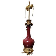 Sang de Boeuf Table Lamp with Dragon Motif and Ormolu Mounts
