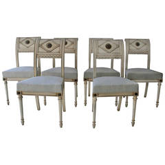 Set of Six French Directoire Style Dining Chairs