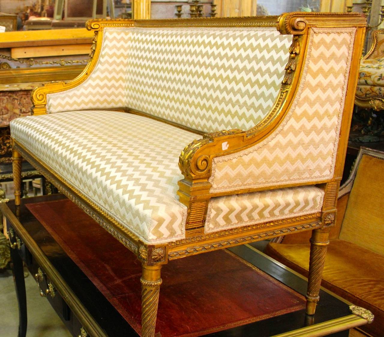 French Louis XVI Style Giltwood Banquette