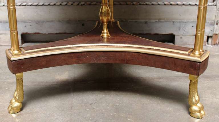 French Louis XVI Style Bronze, Burled Walnut Side Table with a White Marble Top 4