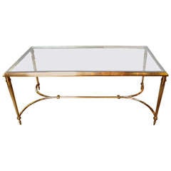 A French Louis XVI Style Bronze Cocktail Table with a Glass Top