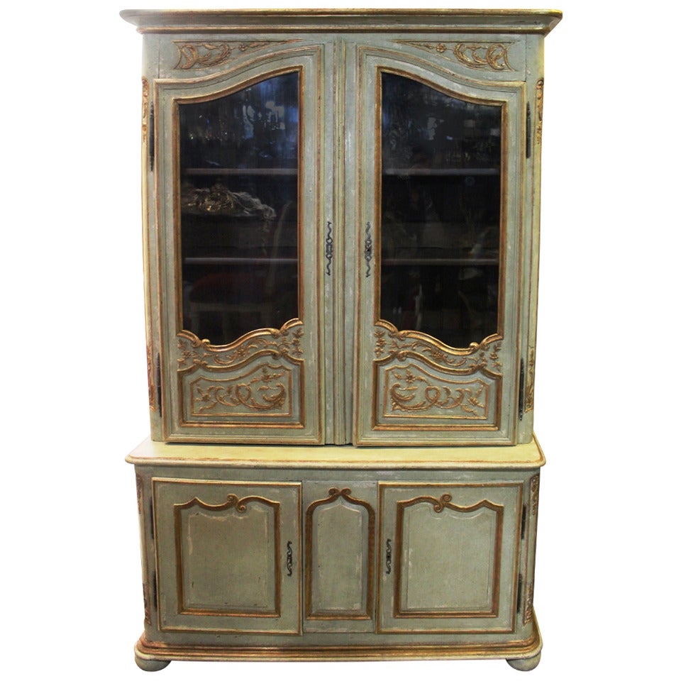 Painted and Parcel-Gilt French Regence Bibliotheque