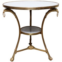 A French Louis XVI Style Dore Bronze Gueridon with White Marble Top