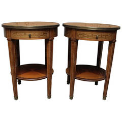 A Pair of French Louis XVI Style Mahogany Side Tables