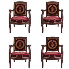 Set of Four French Empire Armchairs 9