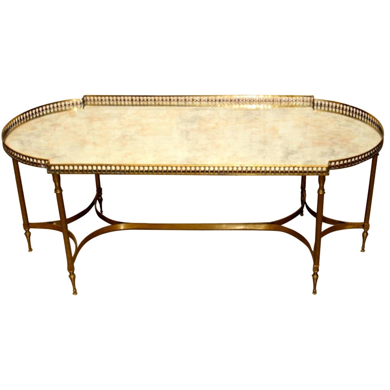 French Louis XVI Style Bronze Cocktail Table with a Mirrored Top at 1stDibs