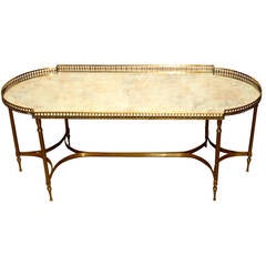 French Louis XVI Style Bronze Cocktail Table with a Mirrored Top