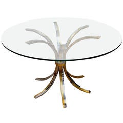 Brass and Chrome Table with Glass Top