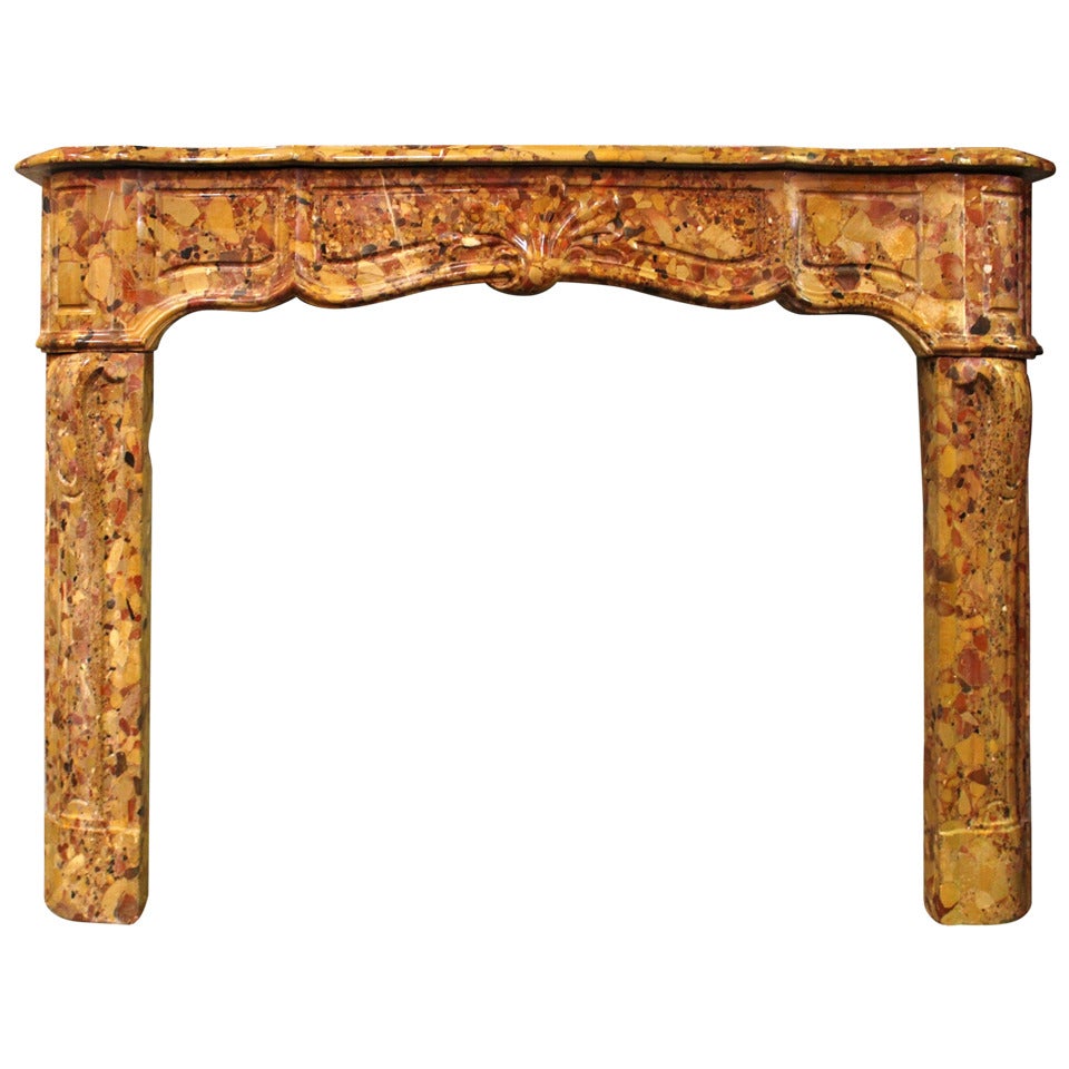 French Regence Style Breche d'Alep Marble Mantel For Sale
