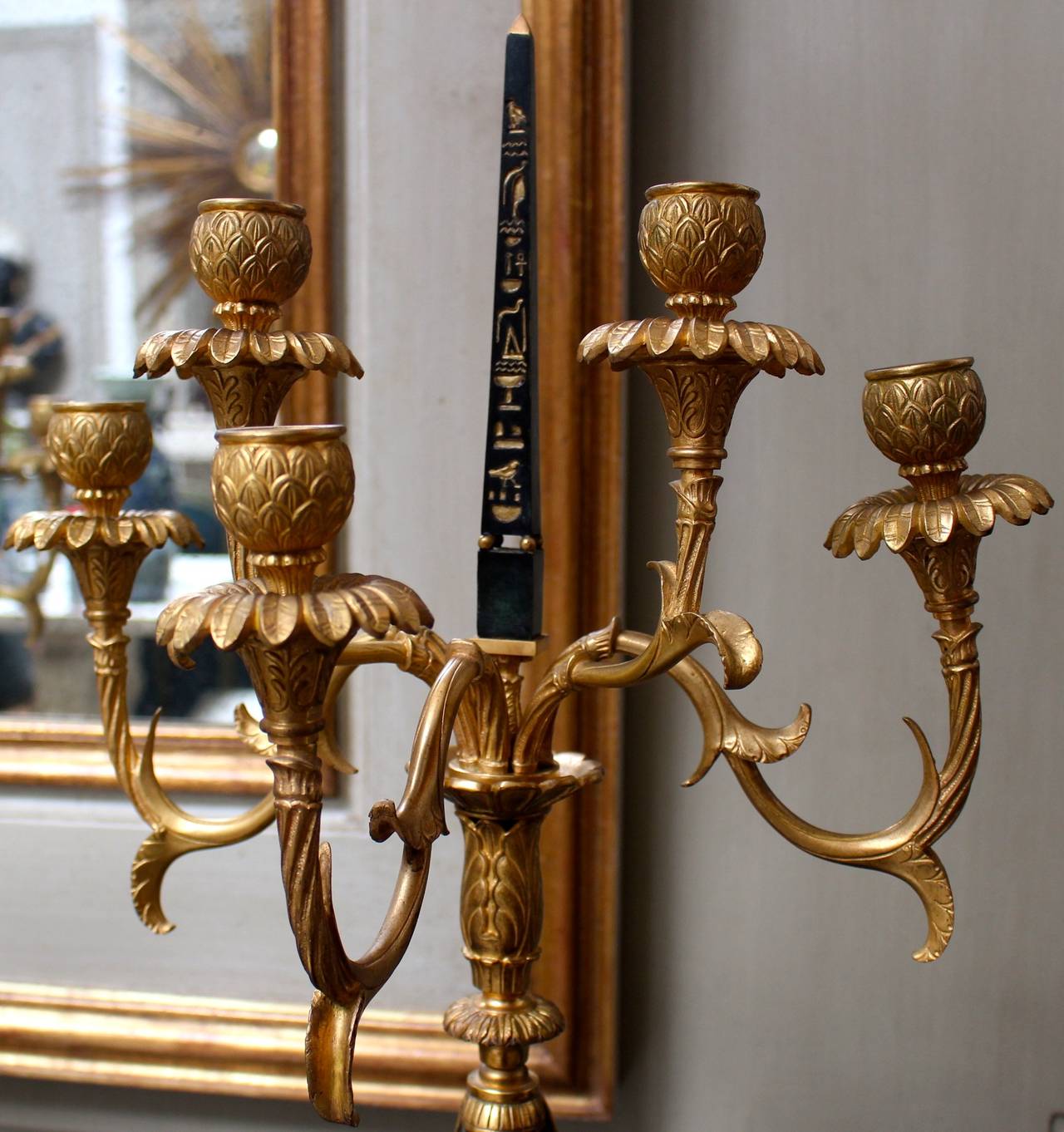 Pair of French Egyptian Revival First Empire Style Candelabras 2