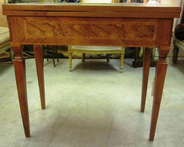A Swiss Burled Walnut Parquetry Game Table