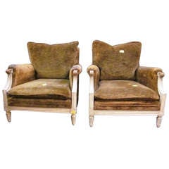 A Pair of Painted Louis XVI Style Parisian Bergeres
