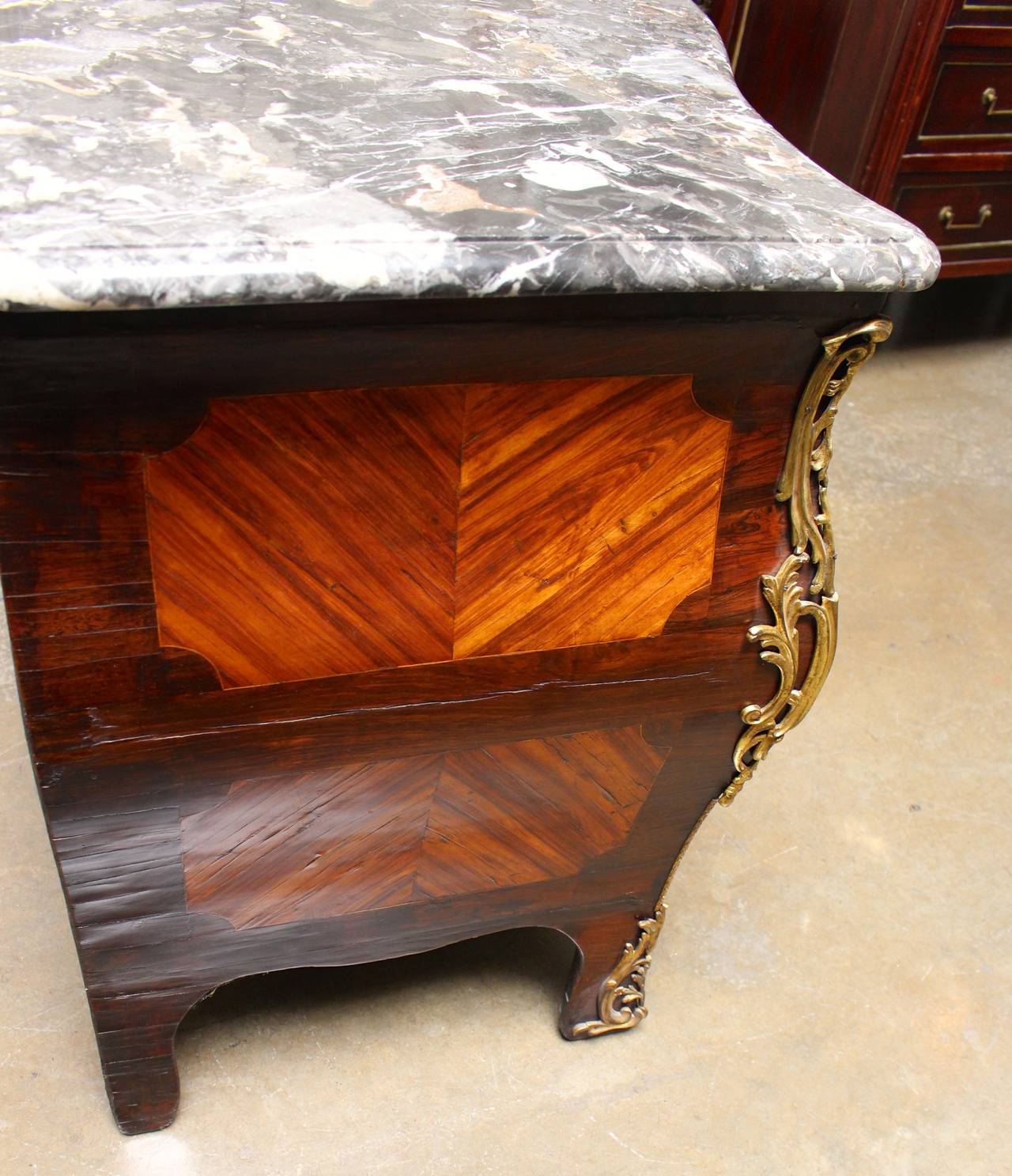 18th Century French, Louis XV, Four-Drawer Commode with Marble Top