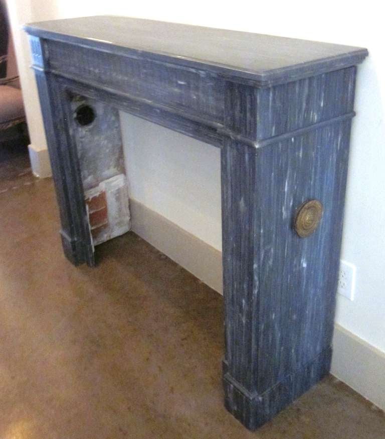 A French Louis XVI Style Blue Turquin Marble Mantle In Good Condition In Dallas, TX