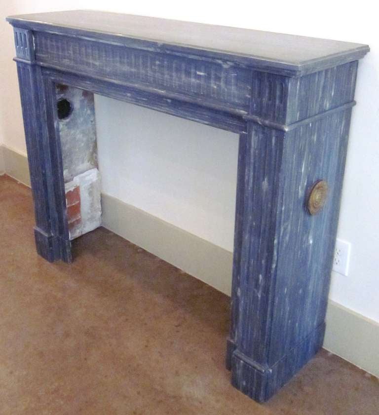 19th Century A French Louis XVI Style Blue Turquin Marble Mantle