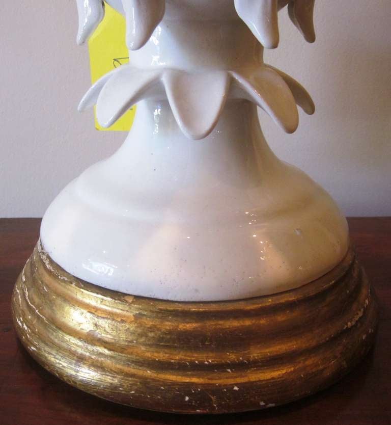 Porcelain Spanish White Glazed Pineapple Table Lamp