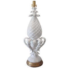 Spanish White Glazed Pineapple Table Lamp