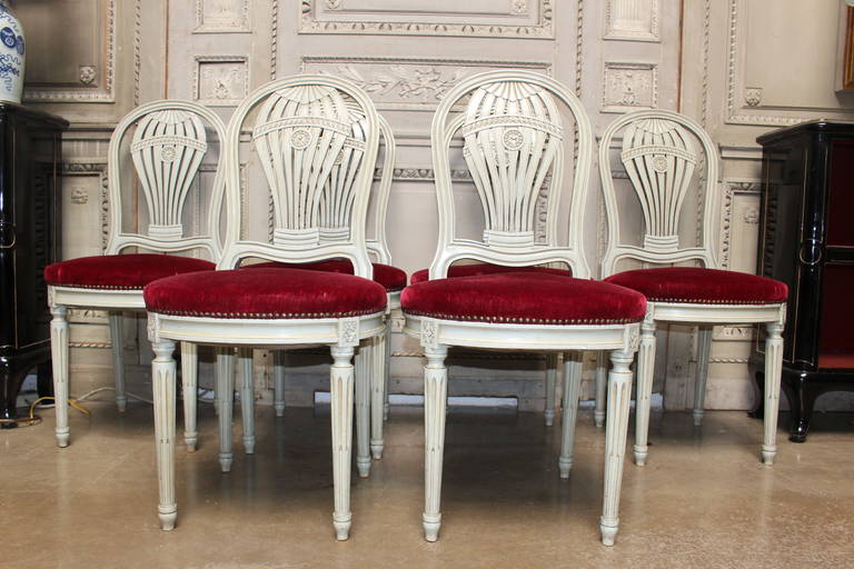 Set of Six French Louis XVI Style Dining Chairs