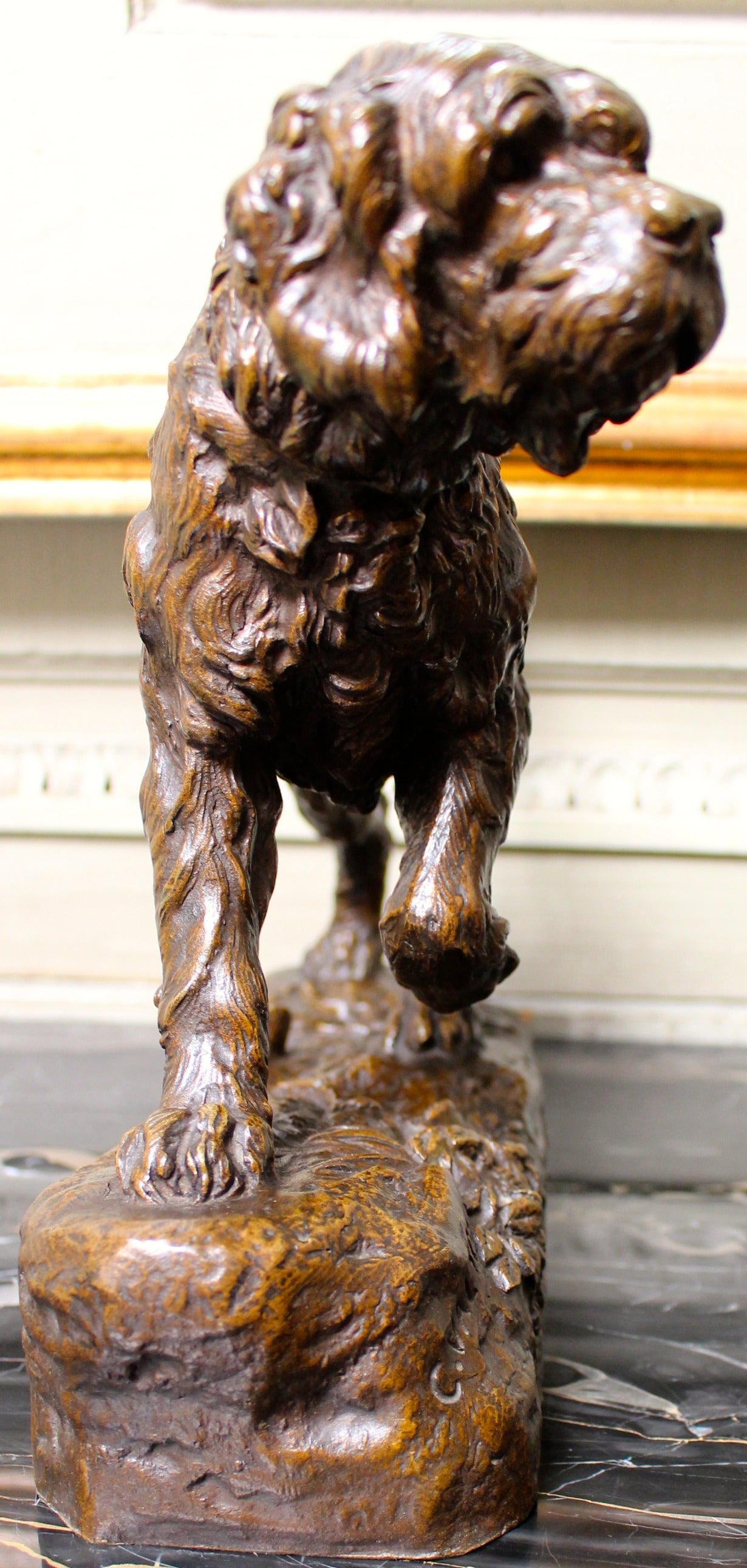 A French 19th century bronze sculpture of an Irish Setter stamped 