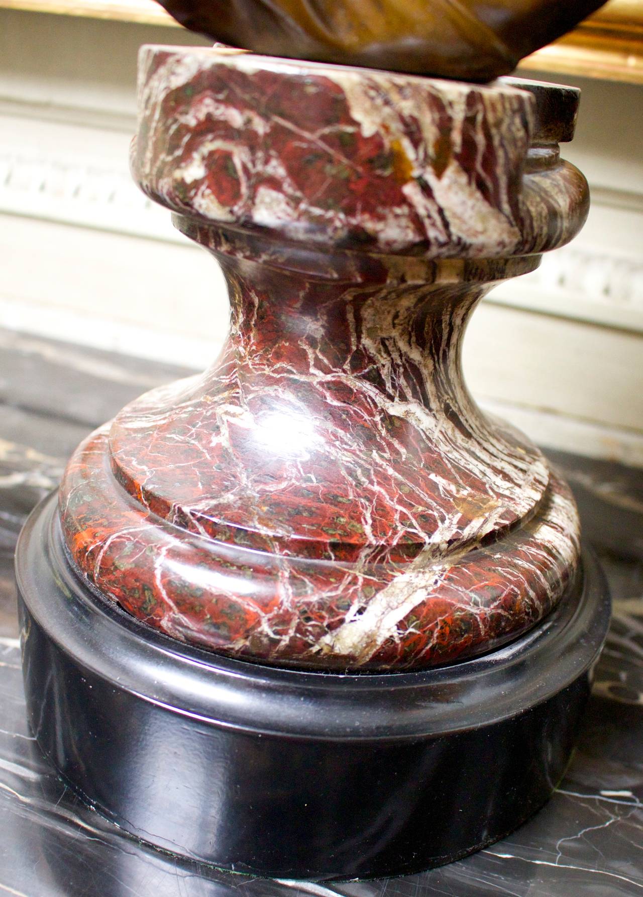 20th Century Italian Bronze Bust of a Woman in the Classical Manner on Marble Base For Sale