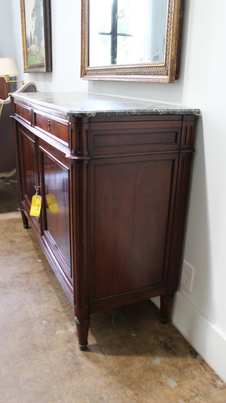 French Louis XVI Mahogany Buffet with Marble Top