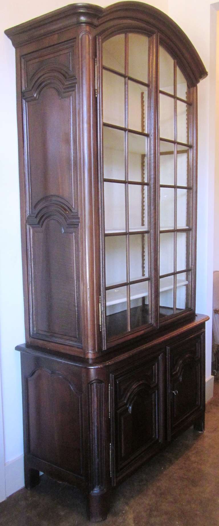 A French 18th Century Regence Style Walnut Buffet A Deaux Corps In Good Condition In Dallas, TX