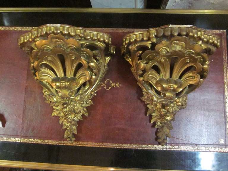 French Pair of Gilded Wall Brackets