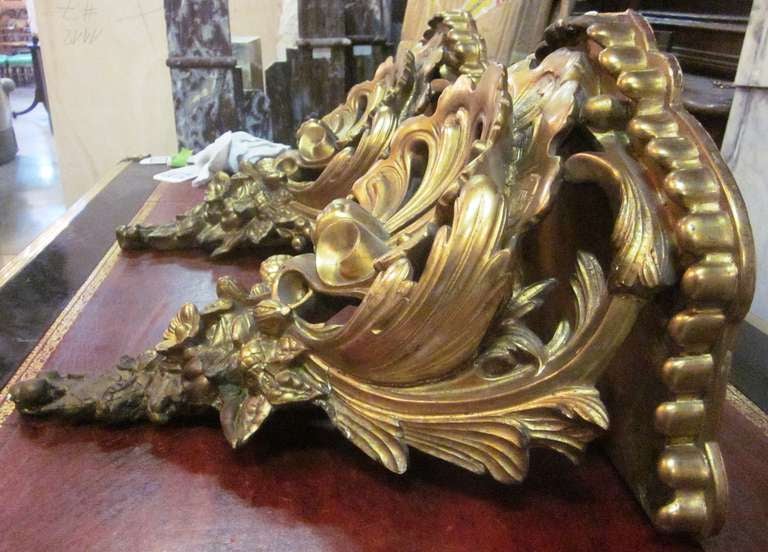 Pair of Gilded Wall Brackets In Good Condition In Dallas, TX