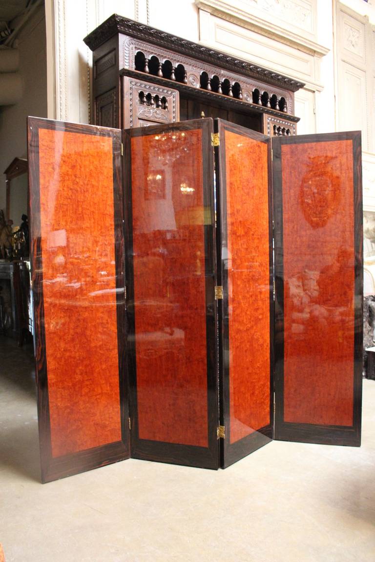 Continental Four-Panel, Parquetry and Bronze Folding Screen 1
