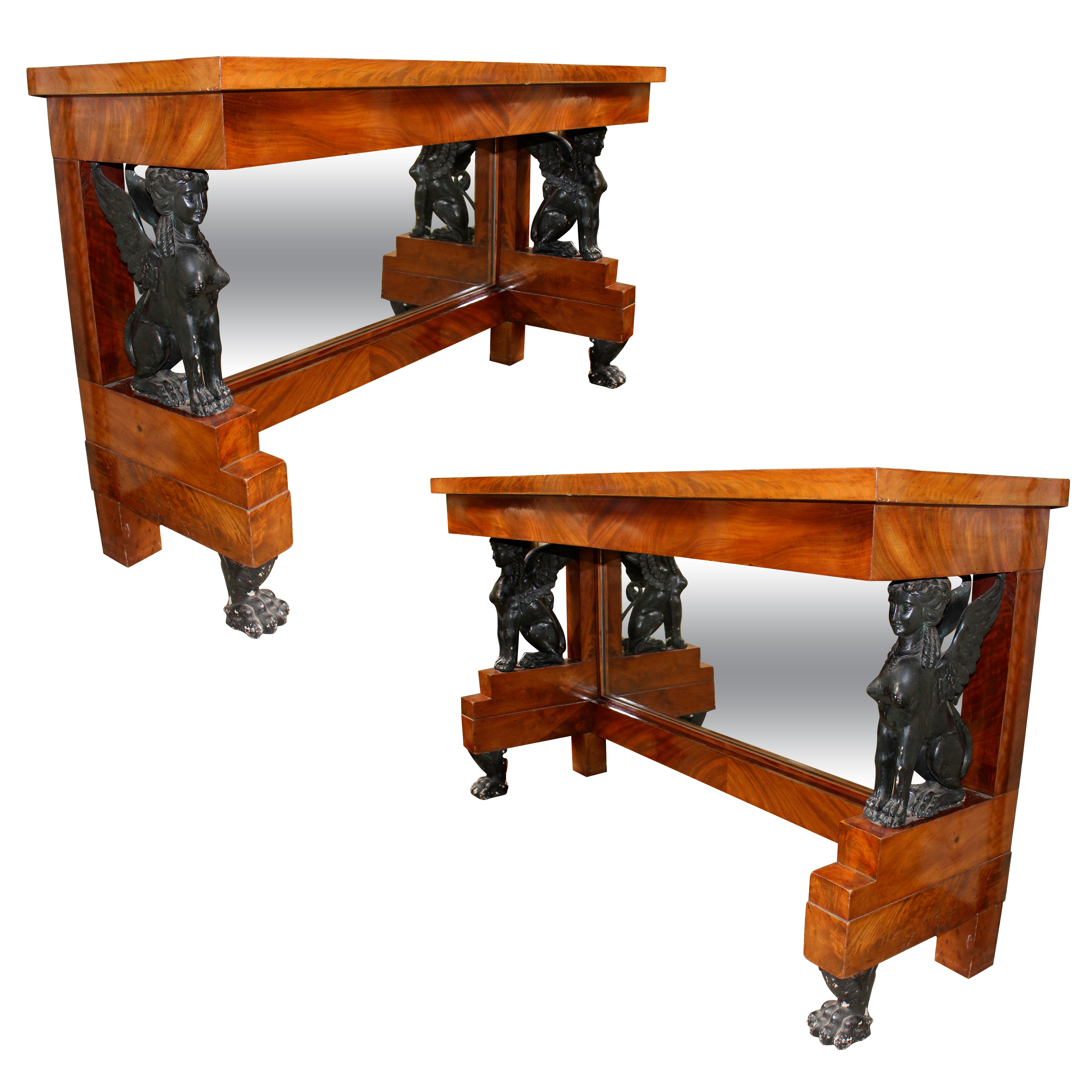 Pair of French Charles X Console Tables