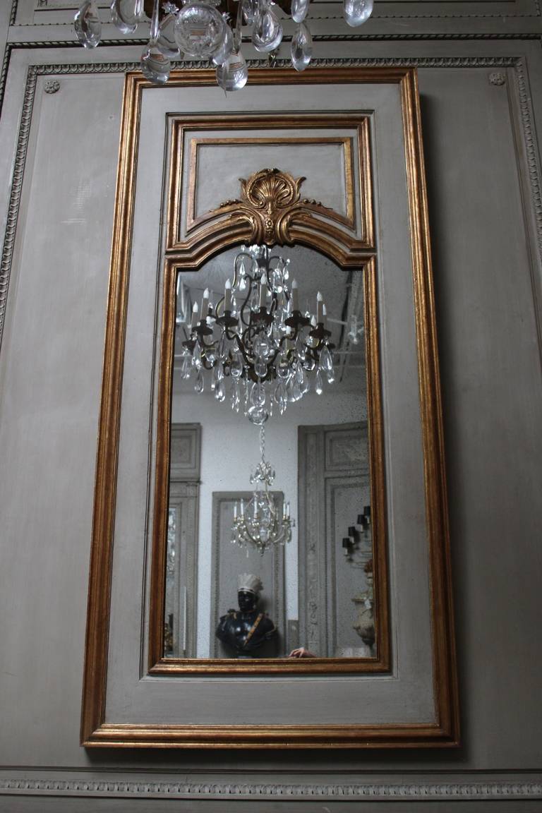Pair of French Regence Style Mirrors in a Gray Painted and Gilt Finish at 1stDibs grey painted