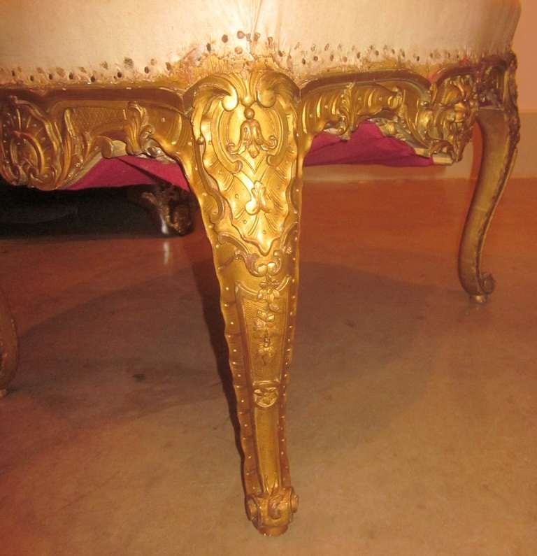 French Pair of Regence Style Giltwood Tabourets