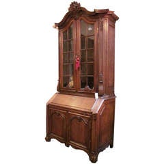 An 18th Century Belgian Regence Style Carved Oak Secretary Bookcase