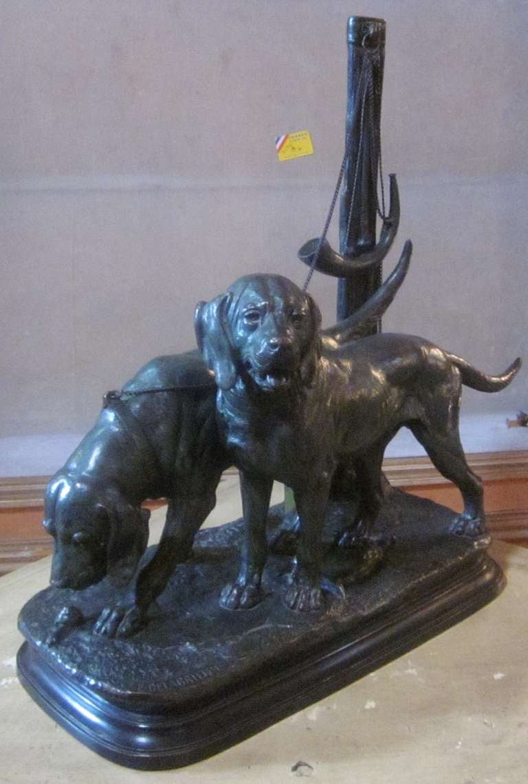 Napoleon III A French 19th Century Patinated Bronze Sculpture of a Pair of Hunting Dogs
