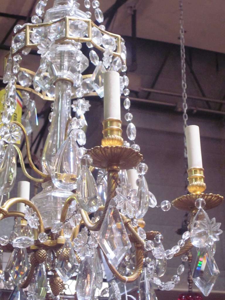 French 19th Century Louis XVI Style Bronze Doré and Crystal Chandelier In Good Condition In Dallas, TX