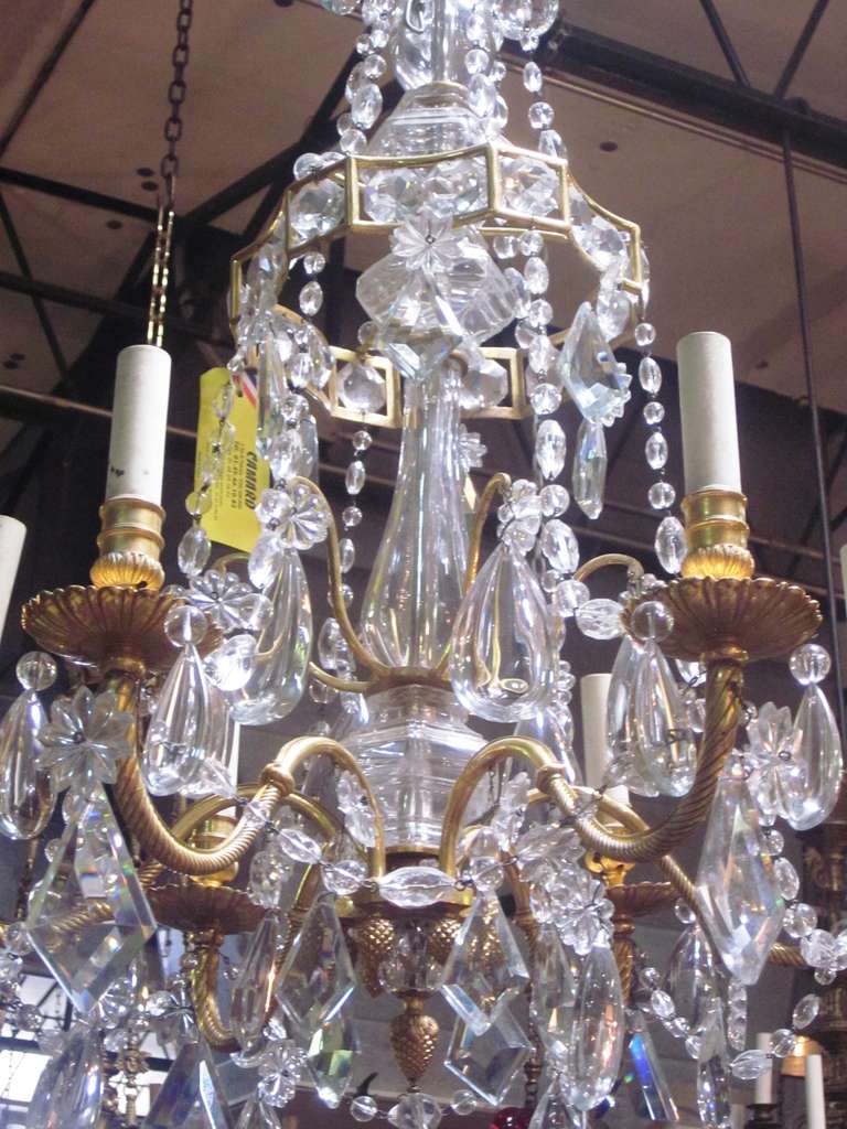 French 19th Century Louis XVI Style Bronze Doré and Crystal Chandelier 2