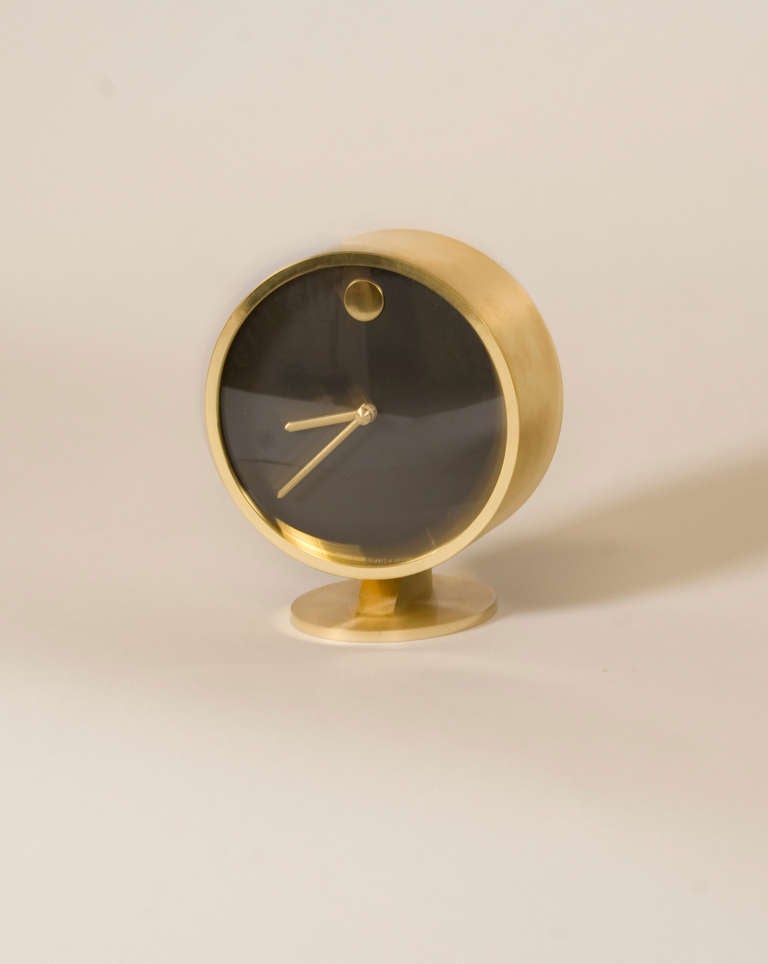 Solid Brass desk clock by George Nelson for Howard Miller clock Co. Zeeland, Michigan.