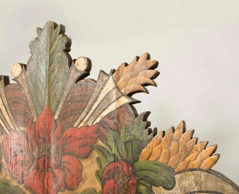 Portuguese 19th Century Portugese Polycromed Headboard For Sale