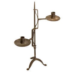 Late 18th-Early 19th Century American Forged Iron Candle Stand, Prob. RI