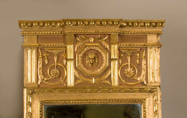 Beautiful giltwood mirror by Johann Akerblad of Stockholm, Sweden.
Gilding original, mirror plate original, in two sections.
 