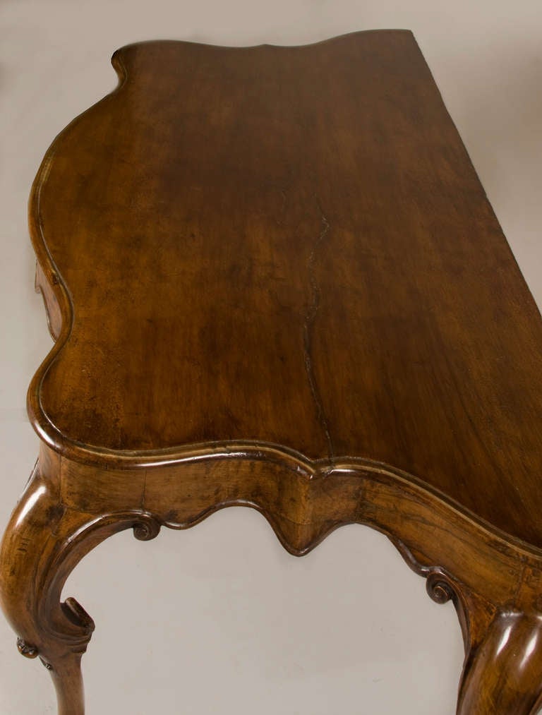 Rococo 18th Century Walnut Console from the Emilia For Sale