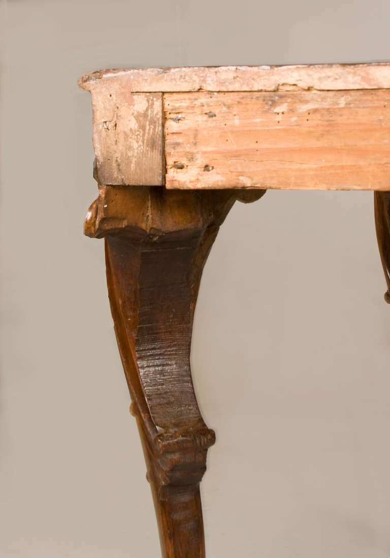 Carved 18th Century Walnut Console from the Emilia For Sale