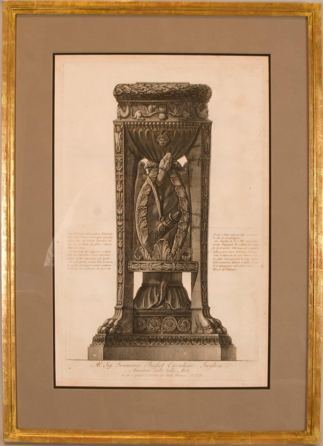 G. B. Piranesi in his fifties was interested in archaeology and studied in Southern Italy where he produced drawings of Greek architecture.
Medium: Etching on laid paper.
Year: circa 1770.
Signature: Signed in lower right Cav. Piranesi F.