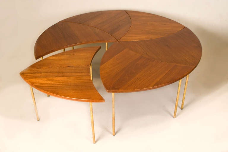 Danish Rare Set of Six Segmented Tables by Peter Hvidt for France & Daverkosen