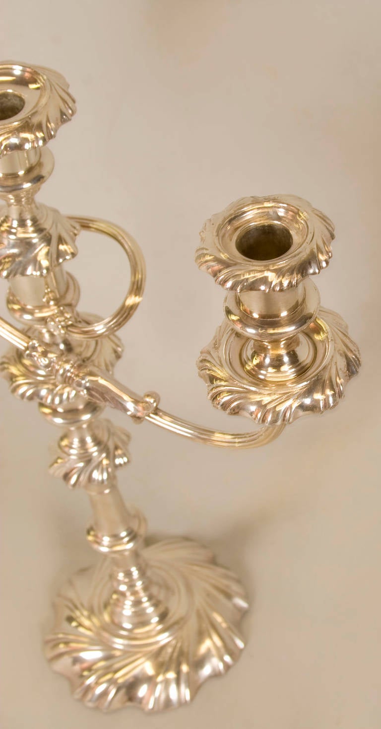 Pair of Large 3-Light Candelabra In Excellent Condition In San Francisco, CA