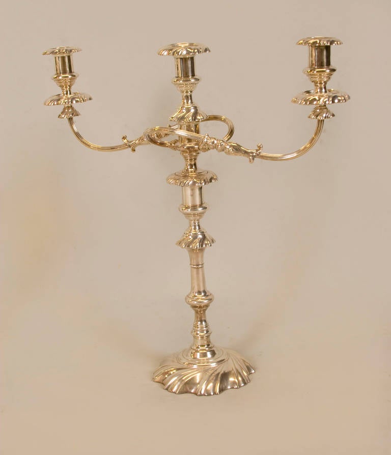 French Pair of Large 3-Light Candelabra