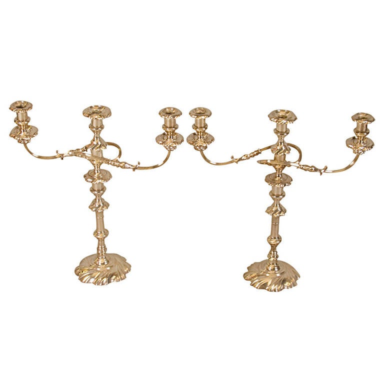 Pair of Large 3Light Candelabra For Sale at 1stdibs