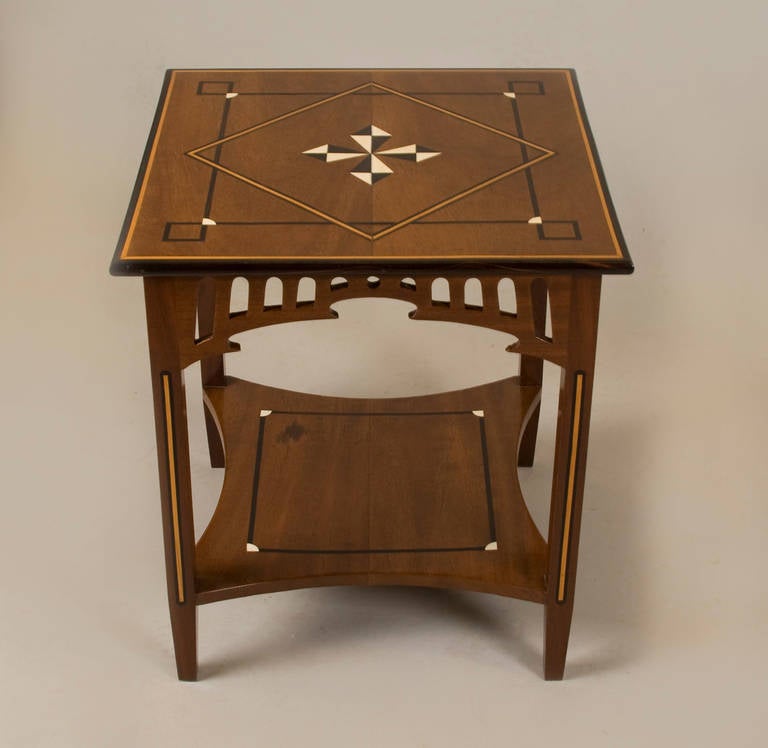 Carved 19th Century American Craftsman Walnut Side Table For Sale